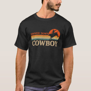 Camiseta Simmer Down Cowboy Riding Bull Vintage Western Rod