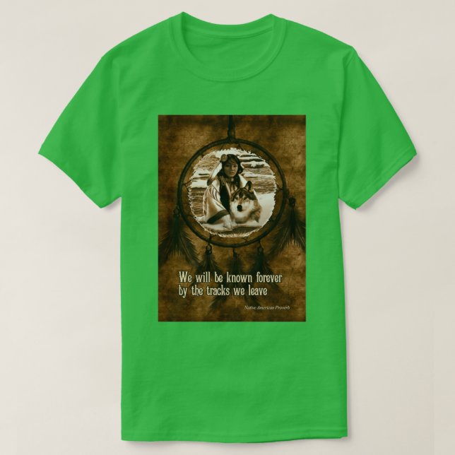 Camiseta Simpatía Lobo nativo americano y Dreamcatcher (Diseño del anverso)