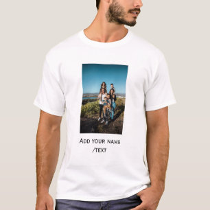 Camiseta simple añade tu texto foto familia vacaciones niño