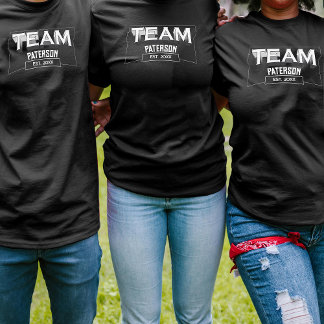 Camiseta Simple Black White Family Custom Sports Team Name