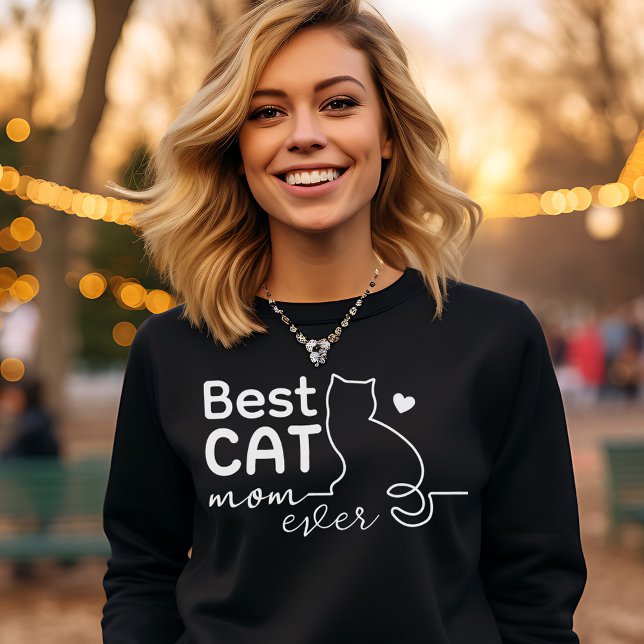 Camiseta Simple Cute Funny Black and White Cat Lover Mom (Subido por el creador)