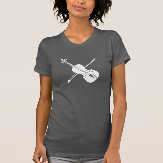 Camiseta simple del violín del violín del blanco (Anverso)