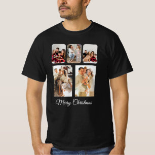Camiseta Simple Feliz Collage de fotos navideño