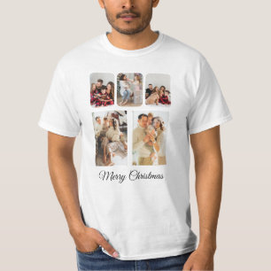 Camiseta Simple Feliz Collage de fotos navideño