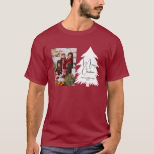 Camiseta Simple foto de familia de árbol de Navidad