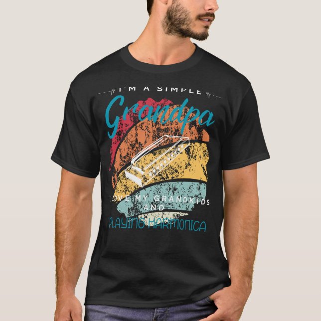 Camiseta Simple Grandpas Harmonica Tune - Whimsical Tee for (Anverso)