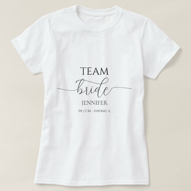 Camiseta Simple guión mínimo ducha de novia equipo novia (Diseño del anverso)