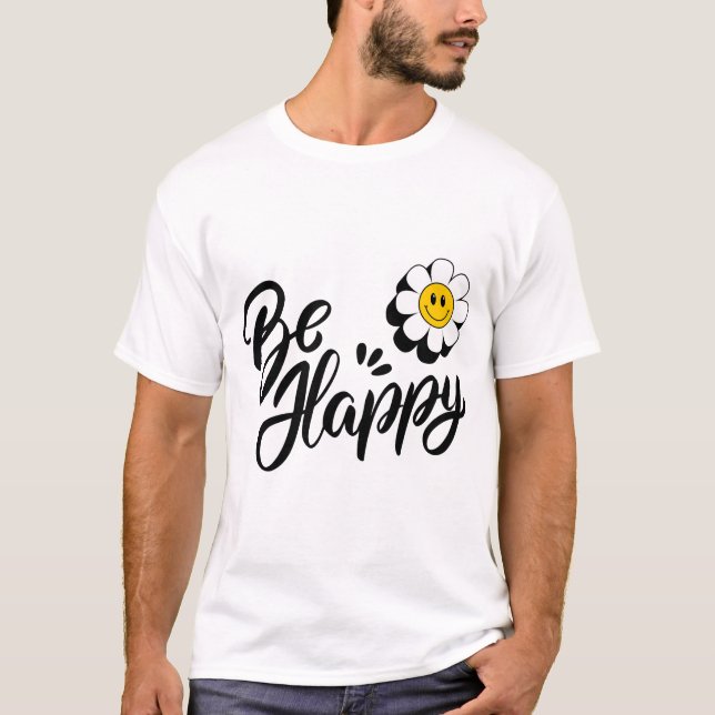 Camiseta Simple Happy Flower - Good Vibes Smile Design (Anverso)