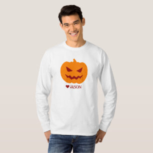 Camiseta Simple Happy Halloween espeluznante calabaza naran