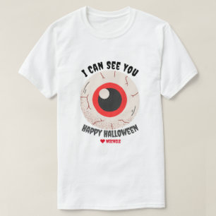 Camiseta Simple Happy Halloween una familia de ojos y amigo