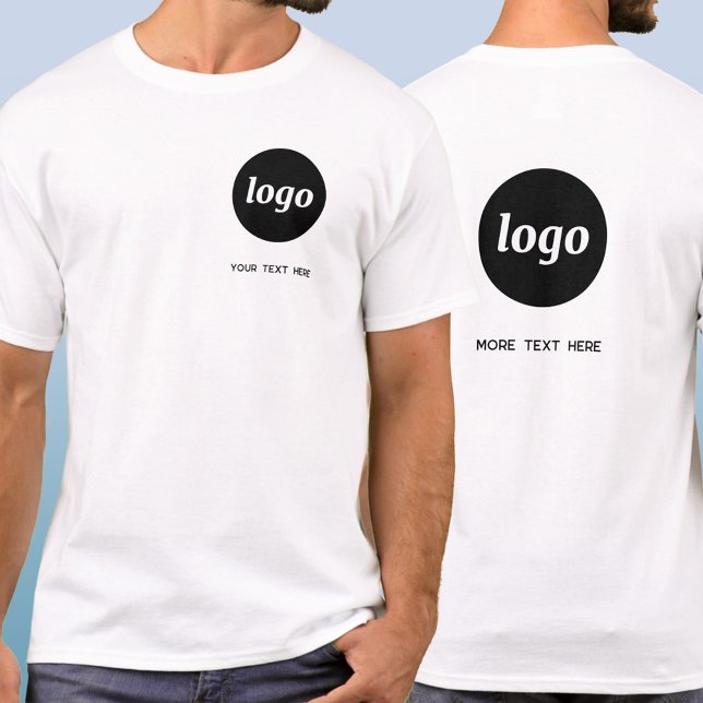 Camiseta Simple Logo and Text Business Crest and Back (Simple logo with custom text crest and back style business branding promotional t-shirt)