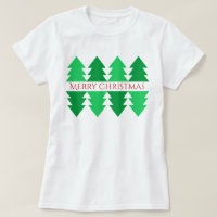 Simple Merry Christmas Green Tree Design White