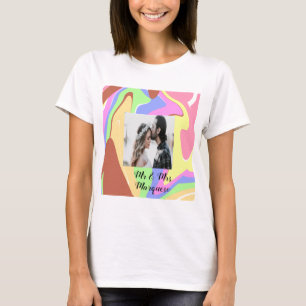 Camiseta simple minimal añade tu nombre foto rosa azul verd