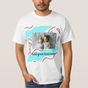 Camiseta simple mínimo AÑADIR TU TEXTO DE FOTOacuarela azul
