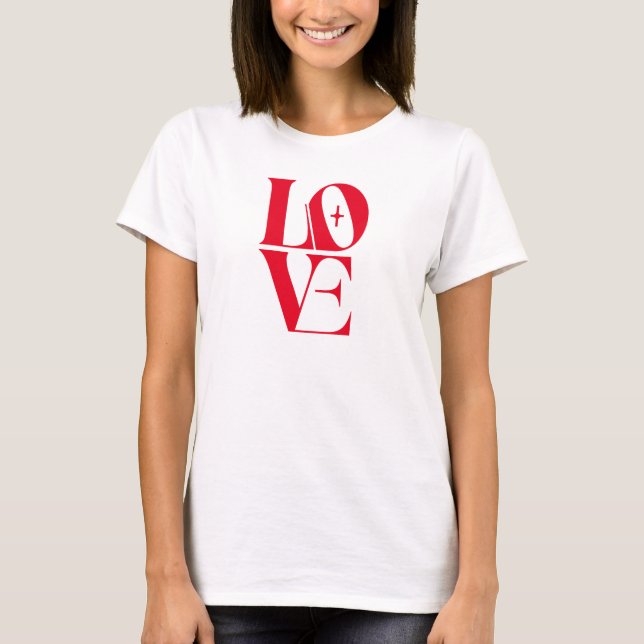 Camiseta Simple Red Love Moderno Typography (Anverso)