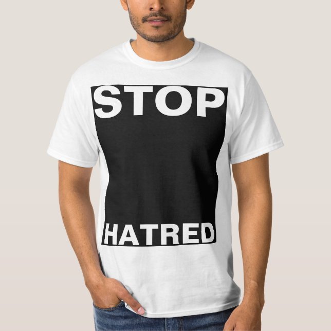 Camiseta Simplemente diseñar "rectángulo negro STOP HATRED" (Anverso)