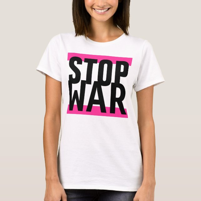 Camiseta Simplemente diseñar "stripes rosadas STOP WAR" (Anverso)