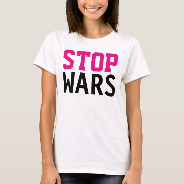 Camiseta Simplemente diseño de texto "STOP WARS" (Anverso)