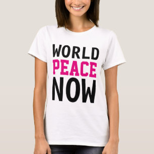 Camiseta Simplemente diseño de texto "WORLD PEACE NOW"