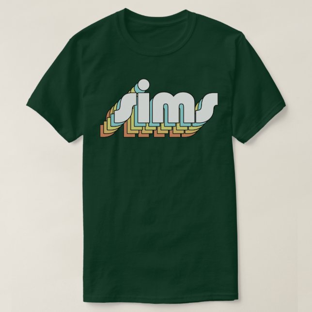 Camiseta Sims Retro Estilo de tipografía arcoiris Faded (Diseño del anverso)