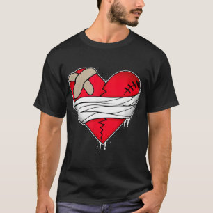 Camiseta sin corazón, camisa rota de corazón, sin