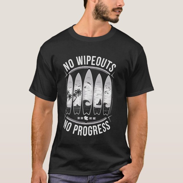 Camiseta Sin Derribos Sin Progreso Divertido Surfing Surfis (Anverso)