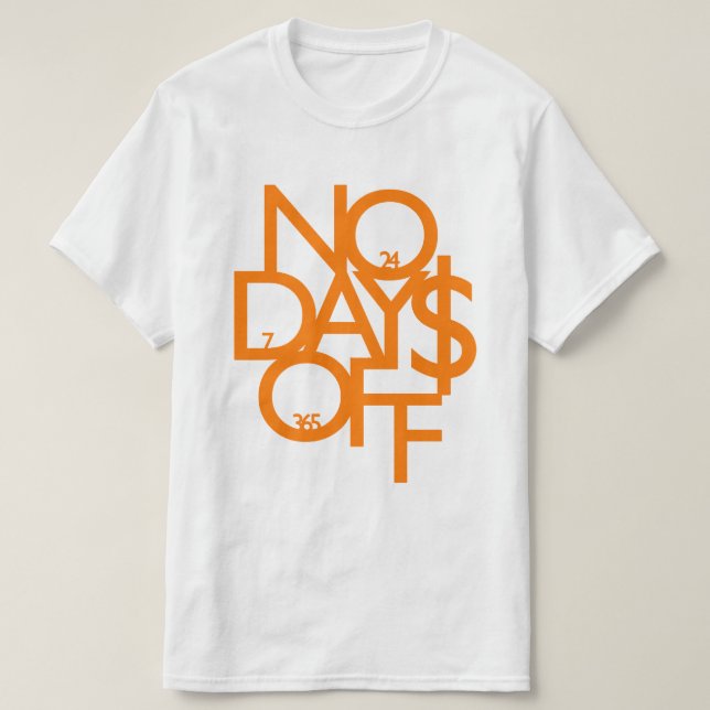 Camiseta Sin días libres Naranja/blanco (Diseño del anverso)