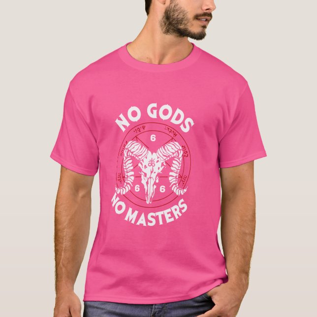 Camiseta Sin dioses sin máster con bafomet satánico (Anverso)