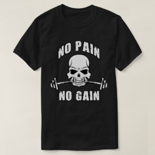 Camiseta Sin dolor sin ganancia - Calavera y Barbell - Moti