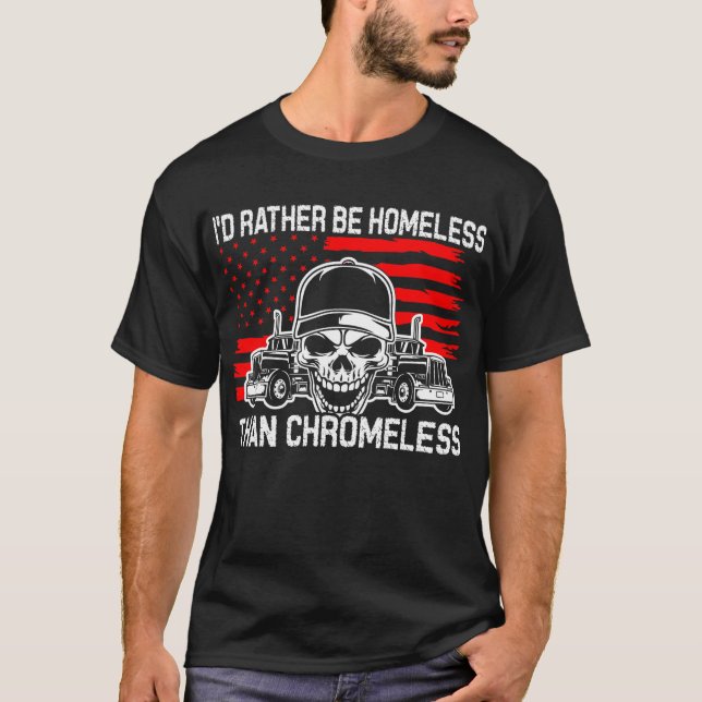 Camiseta Sin Hogar Que Camionero Sin Chromeless America Fla (Anverso)