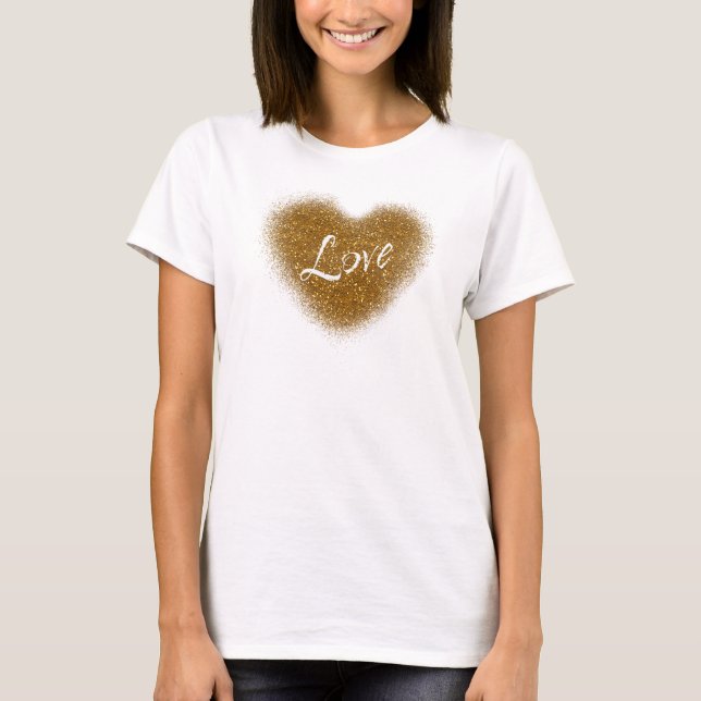 Camiseta sin mangas de corazón de brillo dorado GL (Anverso)