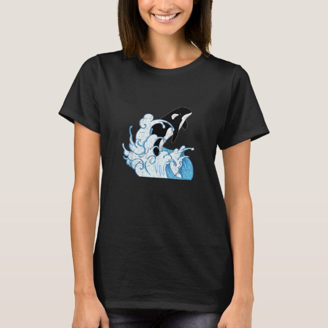 Camiseta sin mangas de Orca Oceánica  Olas de Anim (Anverso)