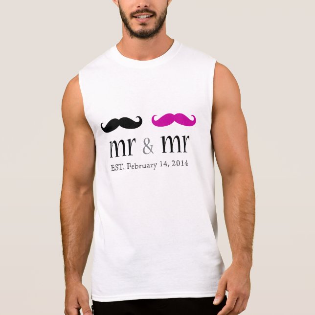 Camiseta Sin Mangas Sr. Personalizado y Sr. Mustache T-Shirt (Anverso)