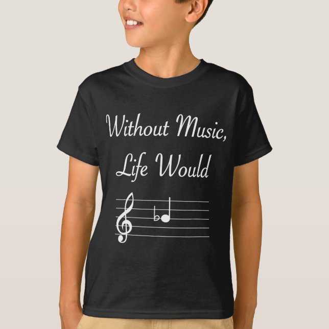 Camiseta Sin Música, El Pun De Las Notas Musicales Planas (Anverso)
