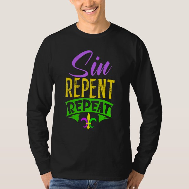 Camiseta Sin Repent Repeat Mardi Gras Carnival Shrove Tuesd (Anverso)