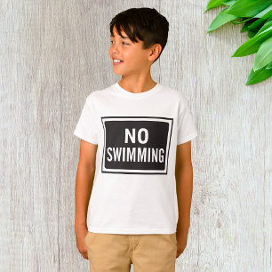 Camiseta Sin Rótulo de natación Negrita Advertencia Negra y