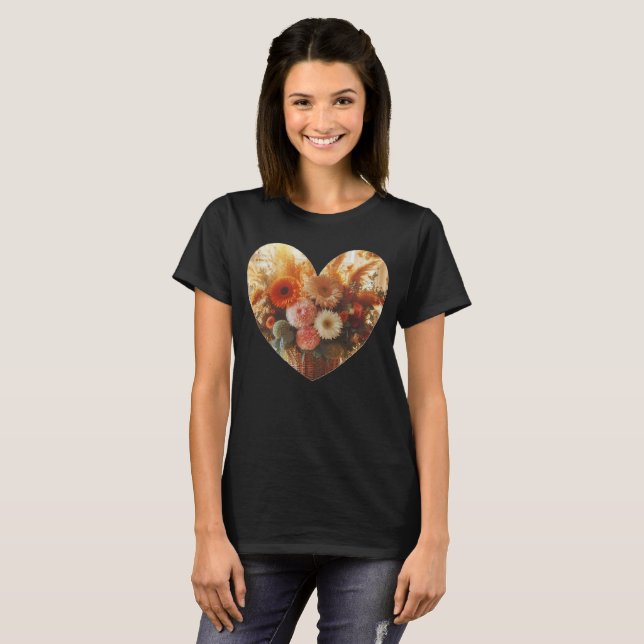Camiseta sin texto Corazón Florido (Anverso completo)