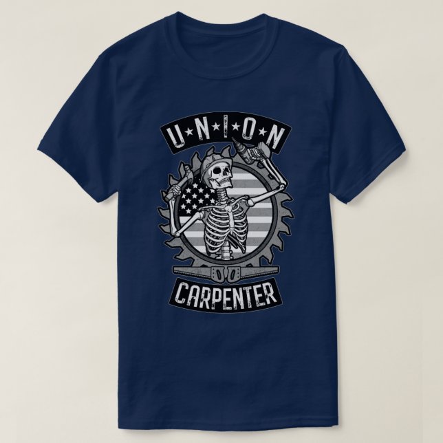 Camiseta Sindicato del carpintero Skeleton Estados Unidos B (Diseño del anverso)