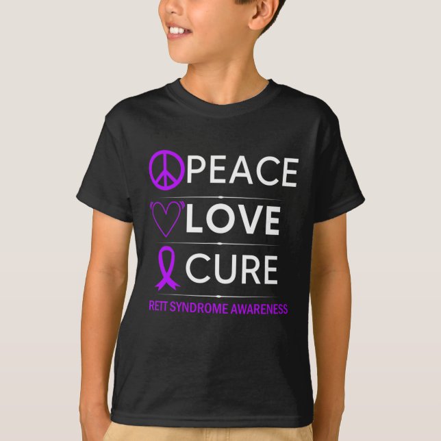 Camiseta Síndrome Conciencia Paz Amor Cure Cinta Púrpura (Anverso)