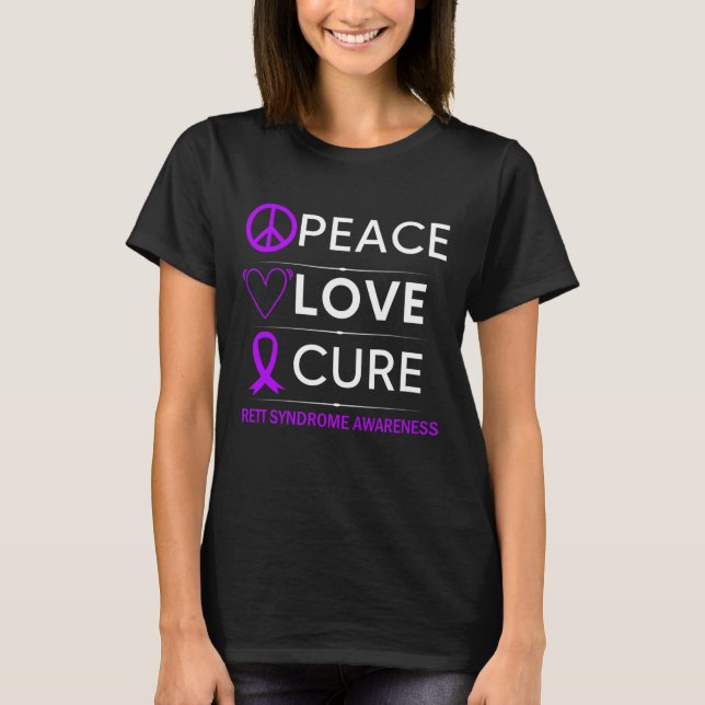 Camiseta Síndrome Conciencia Paz Amor Cure Cinta Púrpura (Anverso)