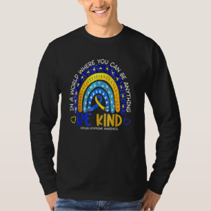 Camiseta Síndrome de Be Kind Down Conciencia Lluvia azul y 