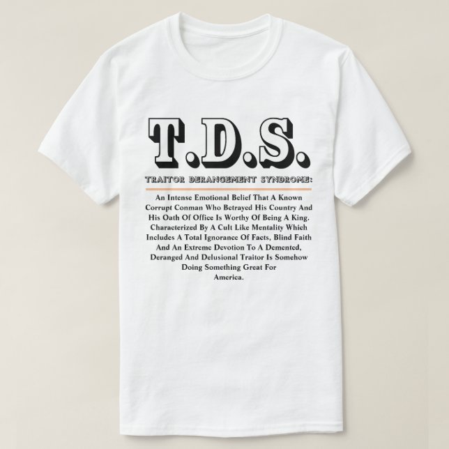 CAMISETA SÍNDROME DE DESARROLLO DEL TRAIDOR DE T.D.S. (Diseño del anverso)