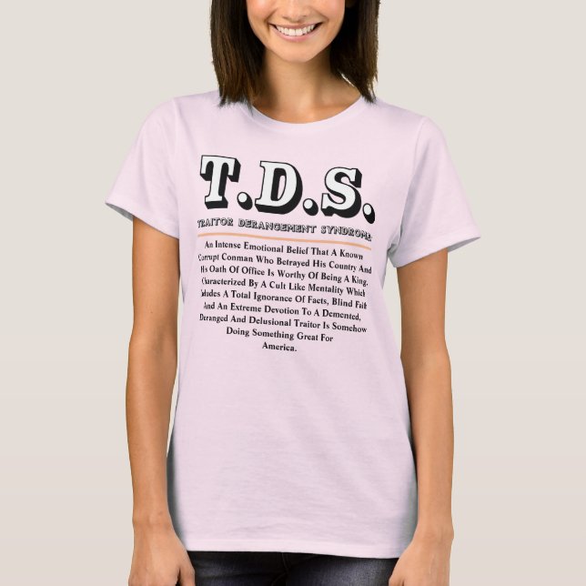 CAMISETA SÍNDROME DE DESARROLLO DEL TRAIDOR DE T.D.S. (Anverso)