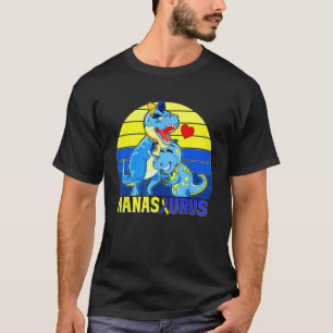 Camiseta Síndrome de Down Conciencia Nana Saurus T Rex Blue