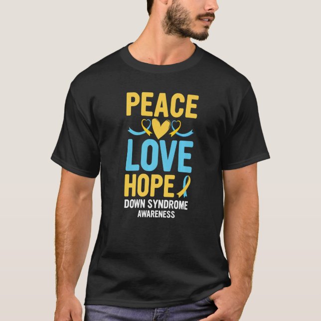 Camiseta Síndrome de Down Conciencia Paz Esperanza T21 Amar (Anverso)