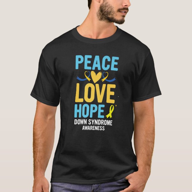 Camiseta Síndrome de Down Conciencia Paz Esperanza T21 Amar (Anverso)