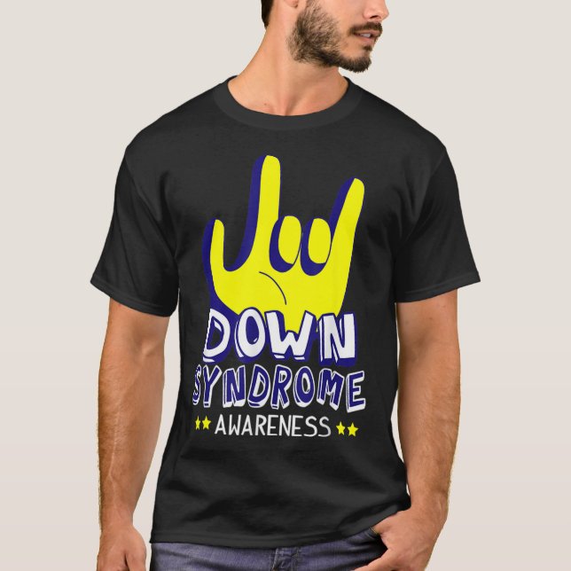 Camiseta Síndrome de Down Conciencia Te Amo Rótulo de Mano  (Anverso)