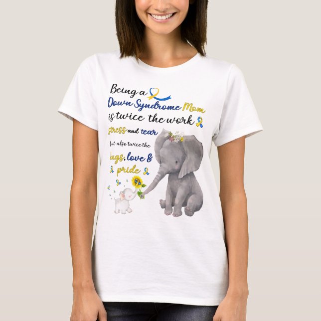 Camiseta síndrome de Down mamá elefante amor orgullo  (Anverso)