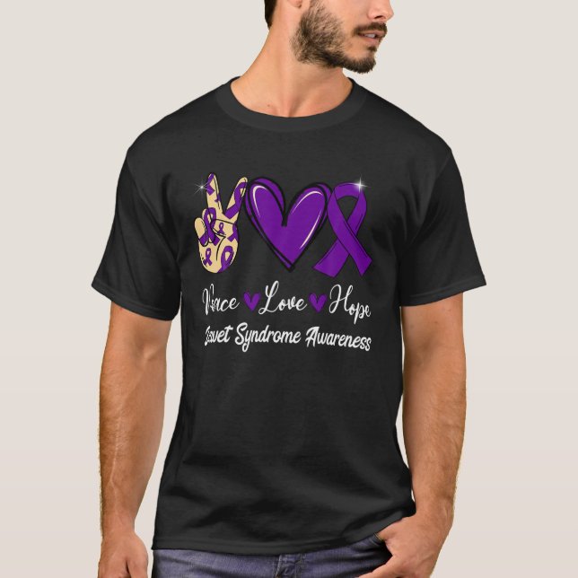 Camiseta Síndrome de Dravet Conciencia Paz Esperanza Morado (Anverso)