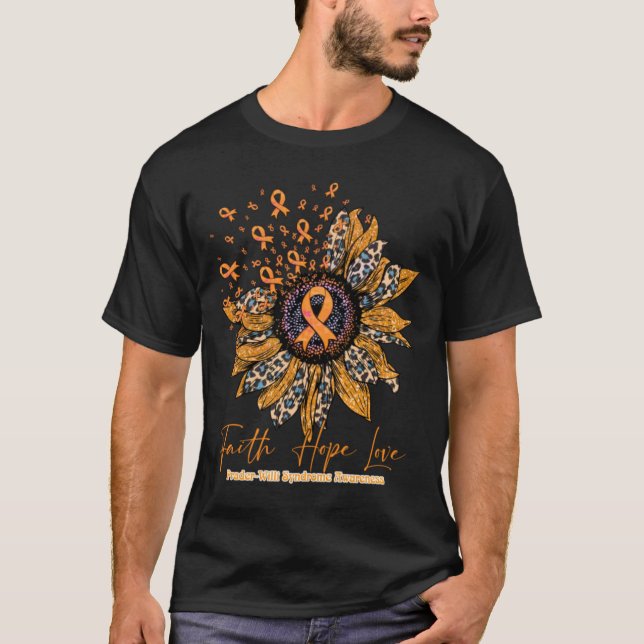 Camiseta Síndrome de Prader-Willi Conciencia - Fé girasol (Anverso)